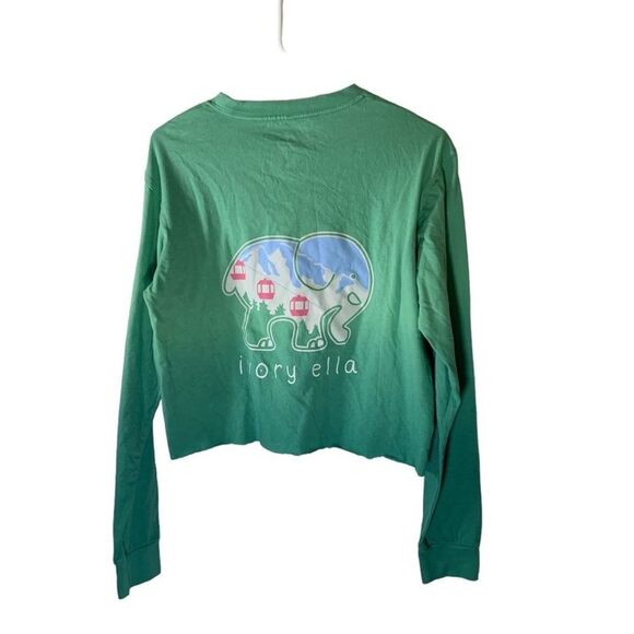Ivory Ella Small‎ Green Ski Mountain Cropped Long Sleeve Shirt - Picture 4 of 5
